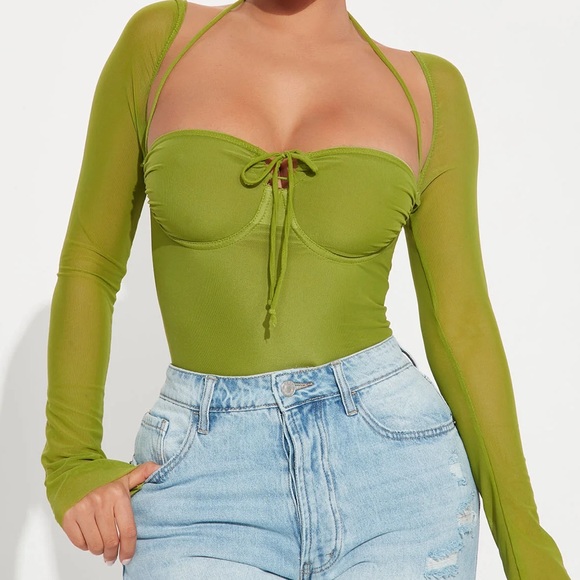Fashion Nova Tops - Green bodysuit